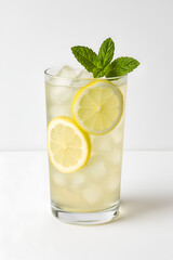 refreshing iced lemonade with mint and lemon slices