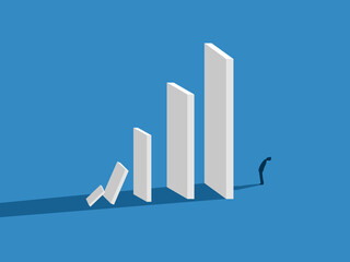 Problem, safety, Brave businessman sees domino effect falling