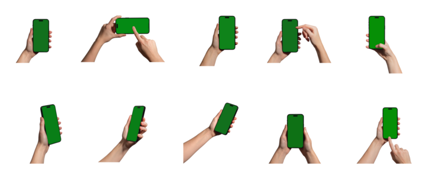 woman holding smartphone with blank screen, showcasing a modern digital device. Touchscreen phone in hand, ideal for business, app use, and internet browsing. Isolated on white background - Powered by Adobe