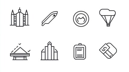 Vector set of linear icons and logo design elements