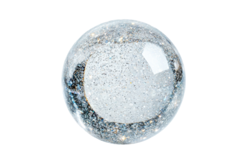 Enchanting glitter glass sphere a mesmerizing cosmic orb with embedded sparkles isolated on black background