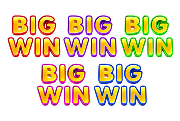 Set of isolated colorful casino-style labels. Big Win