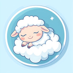 Fototapeta premium Cute sleeping lamb on a cloud, pastel colors
