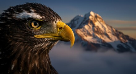 Naklejka premium Majestic Eagle at Dawn, Mountain Majesty