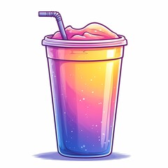 Vibrant Summer Frozen Drink Illustration. Colorful Smoothie & Slush Beverage Mocktail in Artistic Design for Refreshing Sweetness