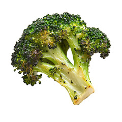 side view of roasted broccoli with herbs and spices
