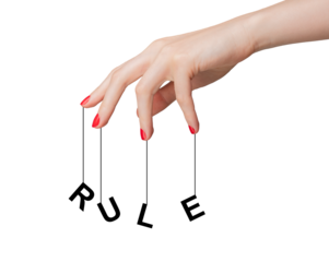 Hand holding a rule or regulation symbol, representing authority and control. Concept of legal policy, law, and instruction, guiding behavior and decision-making. Modern, abstract design showcasing.