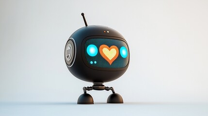 Cute robot with a heart display