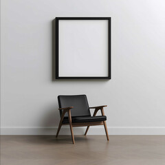 a realistic 34 frame on a white wall minimalist
