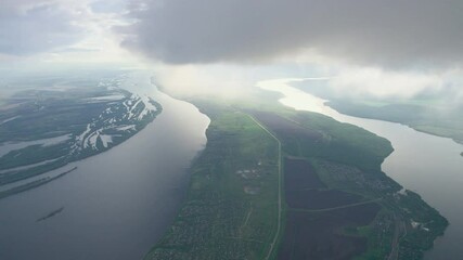 Clouds passing over perevoloki village between usa and volga rivers