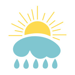 Vector illustration of sun and rain symbolizing weather contrast