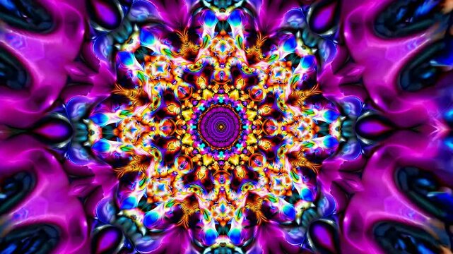 Colorful psychedelic mandala design mockup with vibrant patterns