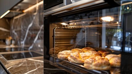 Bakery display case with food items