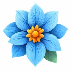 Fototapeta premium Vibrant Blue Flower Illustration. Colorful Abstract Floral Design with Fresh Petals and Leaf Patterns