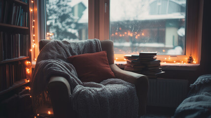 A small corner by the window with a plush armchair