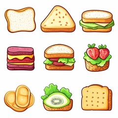 Delicious Vegan Sandwich on Flatbread. Healthy and Quick Breakfast or Lunch Meal with Fresh Vegetables and Fruits