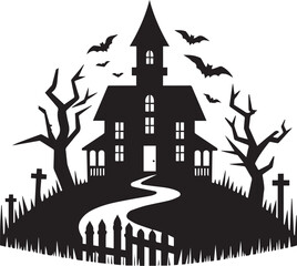 silhouettes of haunted houses vector. house for Halloween