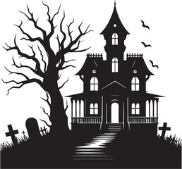 silhouettes of haunted houses vector. house for Halloween