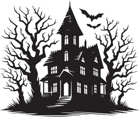 silhouettes of haunted houses vector. house for Halloween