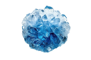 Fototapeta premium Stunning blue ice crystal cluster on black background showcasing intricate formations and translucent texture with deep