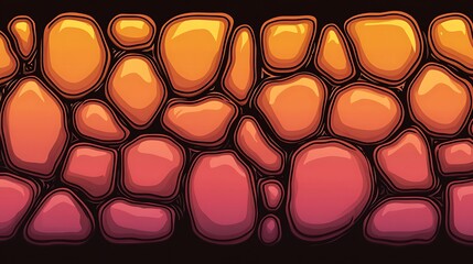 Colorful, stylized, uneven, rock wall pattern.