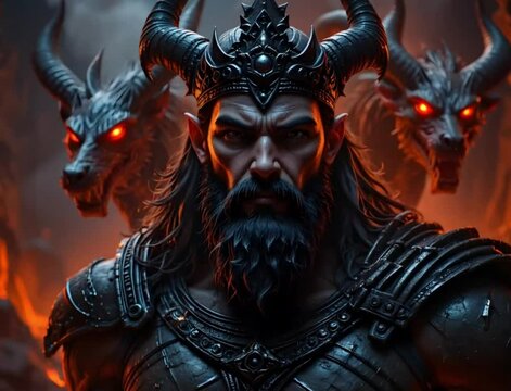 God Hades with Cerberus hellhound epic Greek mythology underworld