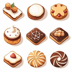 Icing Decorated Cookies. Festive Holiday Treats with Whipped Cream and Colorful Sugar Sprinkles