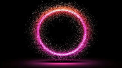 Obraz premium A ring of glowing particles against a black background.