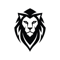 Obraz premium Stylized Lion Head Logo Bold Monochrome Artwork