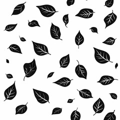 Fototapeta premium Minimalistic Black Leaves. Abstract Leaf Pattern Silhouette for Eco-Friendly Seasonal Decor and Artistic Wallpaper