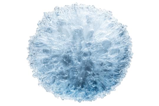 Stunning icy blue orb frozen water texture abstract winter art intricate crystalline details cool color palette black