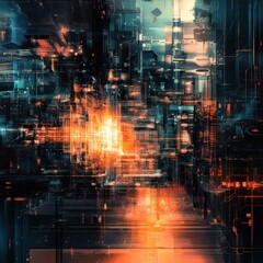 Futuristic city, vibrant colours, intricate details