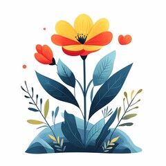 Colorful Botanical Illustration Art. Vibrant Floral Design for Nature Lovers