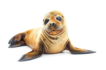 Detailed Image of Common Seal Pup, Isolated on White
