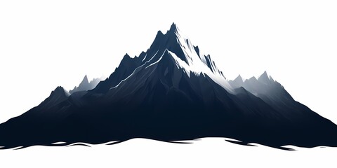 Fototapeta premium Stunning Mountain Landscape Illustration. Majestic Snow-Capped Peak in Minimalist Black and White Artwork