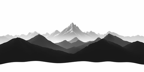 Monochrome Mountain Range in Black and White - Serene Landscape and Nature Photography