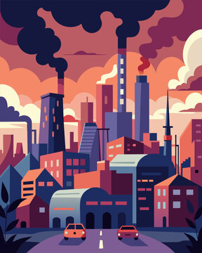The air is thick and stifling filled with the smells and sounds of an urban landscape grudgingly accommodating more and more inhabitants.. Vector illustration