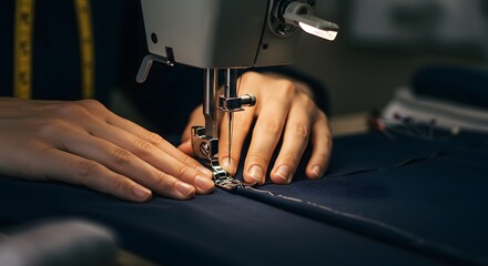 Close-up of a tailor's hands working on clothes