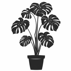 Elegant Monstera Leaf Silhouette. Modern Botanical Home Decor with Exotic Greenery in Minimalist Design for Plant Lovers