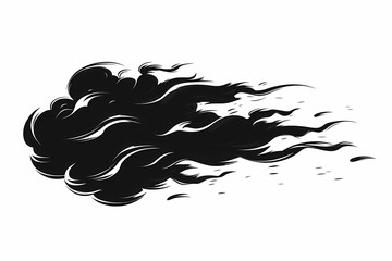 Abstract Black Smoke Graphic Illustration. Dynamic Forms & Stylized Surreal Designs in Monochrome Vector Art