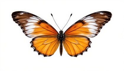 Fototapeta premium Beautiful Butterfly Isolated on White Background Nature Photo Minimalistic Environment Close-Up View Insect Concept