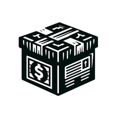 ‎Create a box silhouette vector style with white background
