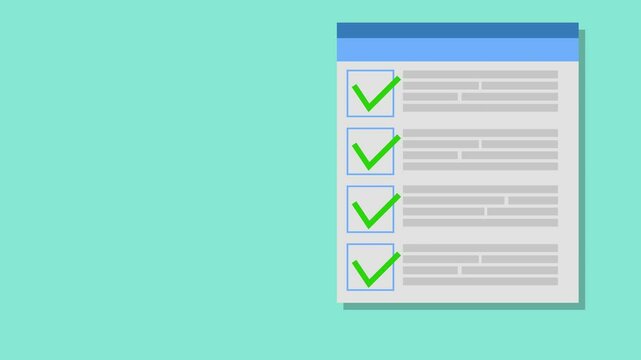 Flat animation of the checklist template. 4K
