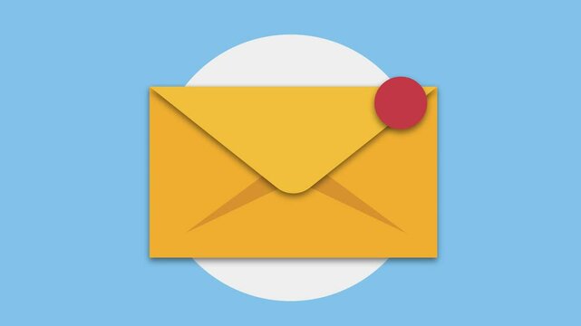 A yellow envelope with an animated notification about the message.4K
