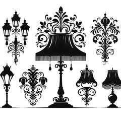 ‎Create a lamp silhouette vector style with white background