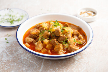 Chicken ragout with pineapple