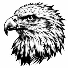 Majestic bald eagle head vector illustration, a wild predator portrait with a sharp beak and piercing eye