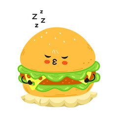 A cute and funny Burger character is shown sleeping peacefully with adorable zzz s above.