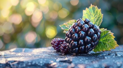 Image of blackberries on a wooden table