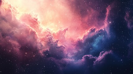 Fototapeta premium Cosmic Nebula: A Celestial Tapestry of Pink and Purple Hues